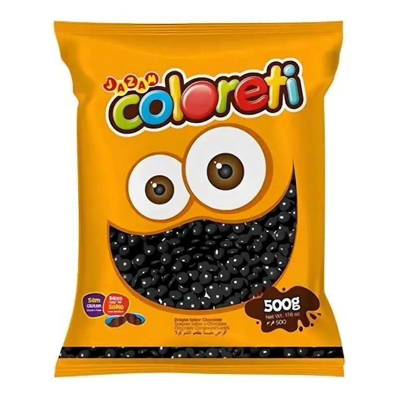 Confeito De Chocolate Coloreti Preto - Pct 500g - Jazam