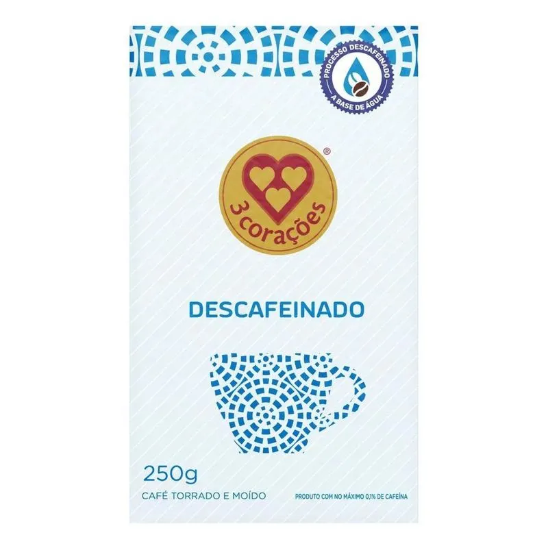 Café Torrado E Moído A Vácuo Descafeinado 3 Corações Pacote