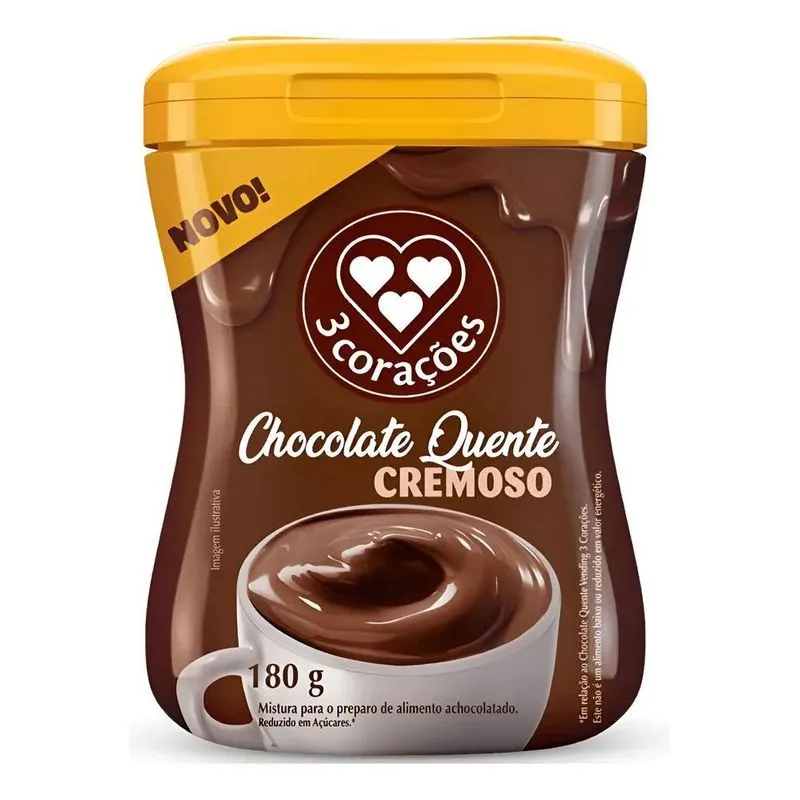Chocolate Quente Cremoso 3 Corações Pote Instantaneo 180g