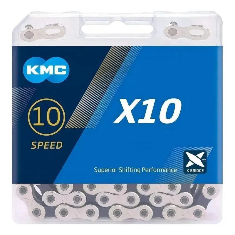 2x Corrente Kmc X10 116 Ligações Prata/preto