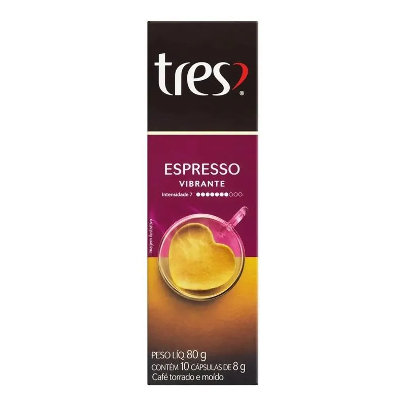 Cápsulas Café Espresso Vibrante 10 Unidades 8g Tres