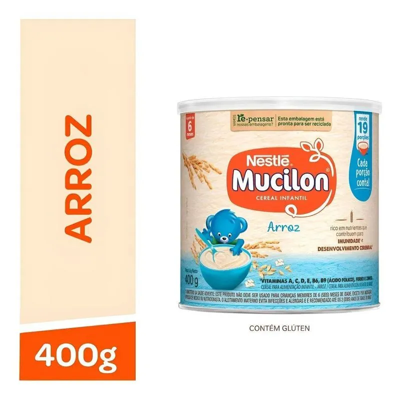Cereal Infantil Arroz Lata 400g Mucilon Nestlé