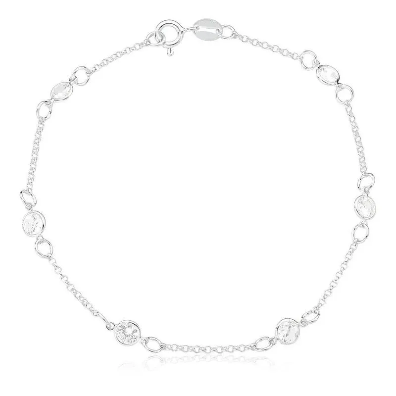 Tornozeleira Pontos De Luz 4mm Prata 925