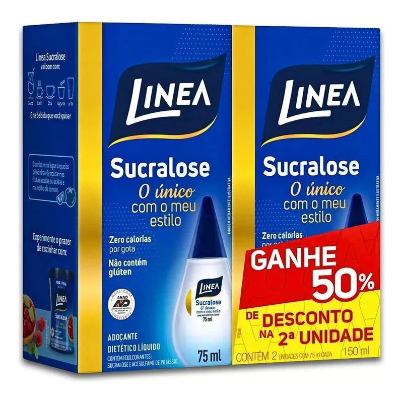 Pack Adoçante Líquido Sucralose Linea Caixa 150ml 2 Unidades