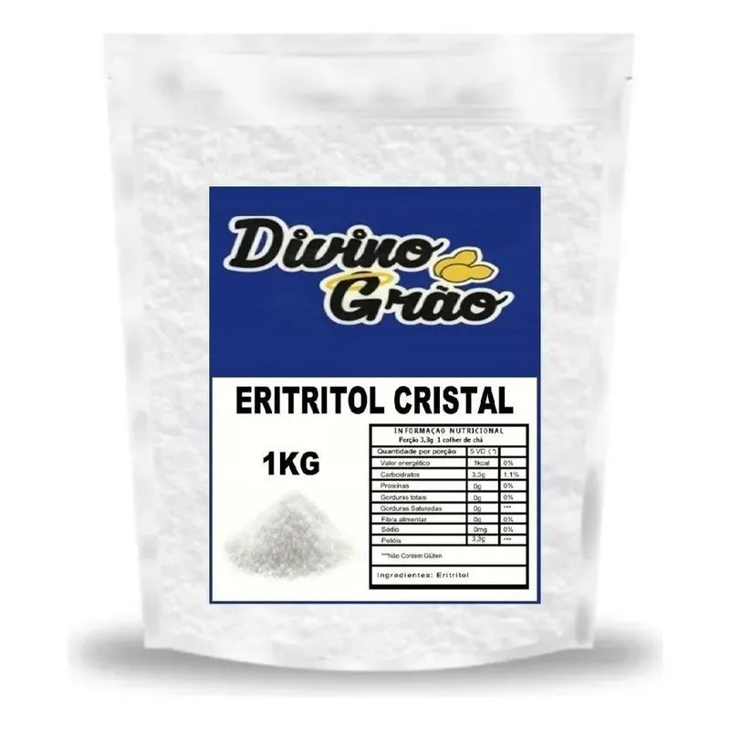 Eritritol Cristal Adoçante Natural Puro 1kg Sem Glúten - Imp