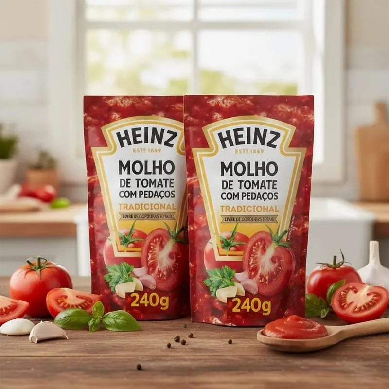 Molho De Tomate Heinz 240g Tradicional Livre Gorduras 2un