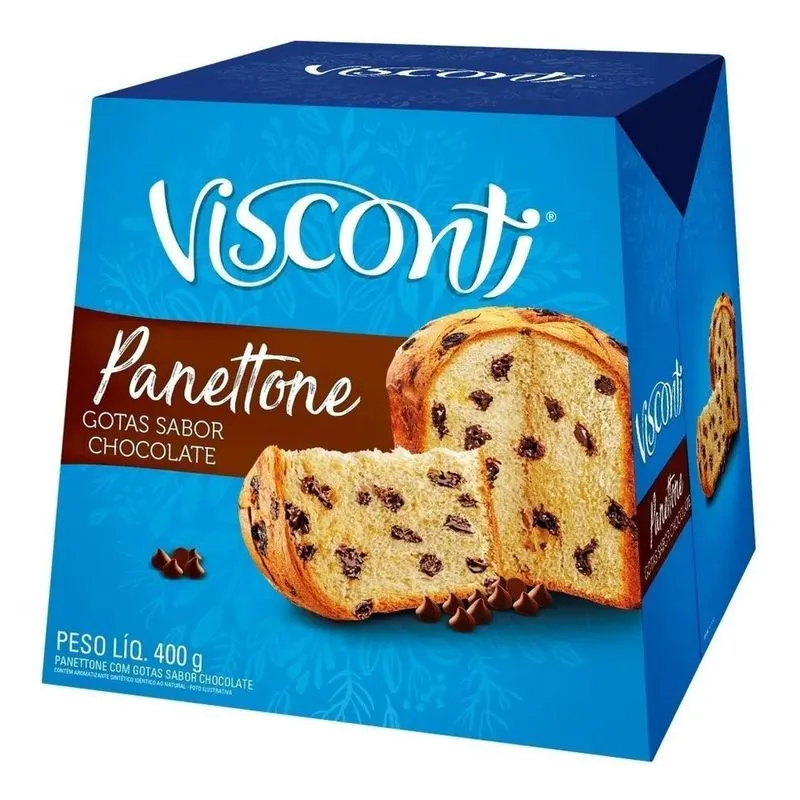 Panettone Com Gotas De Chocolate Visconti Caixa 400g