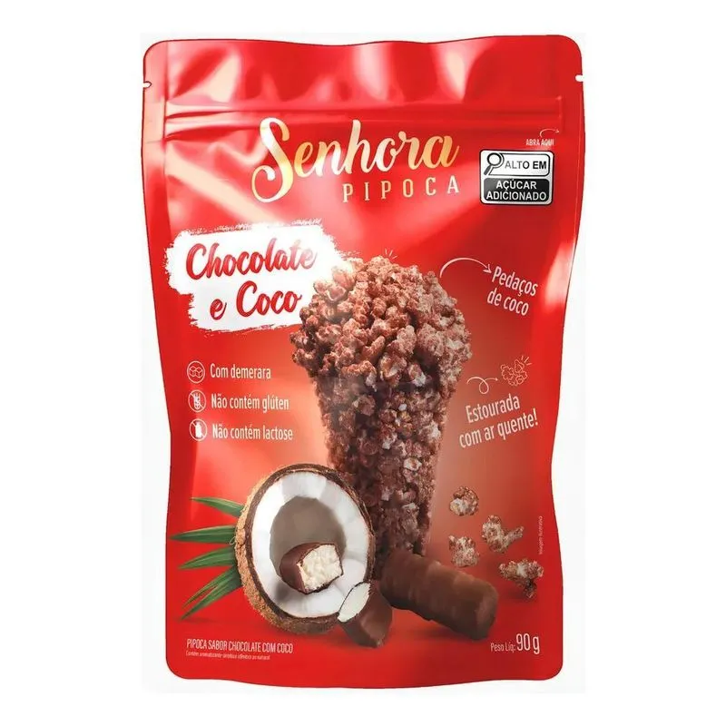 Pipoca Chocolate E Coco 90 Gr Senhora Pipoca