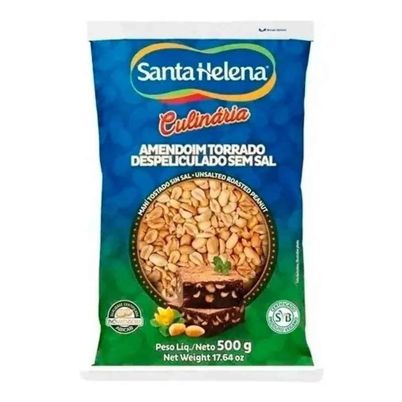 Amendoim Em Metades Torrado Sem Sal 500g Santa Helena