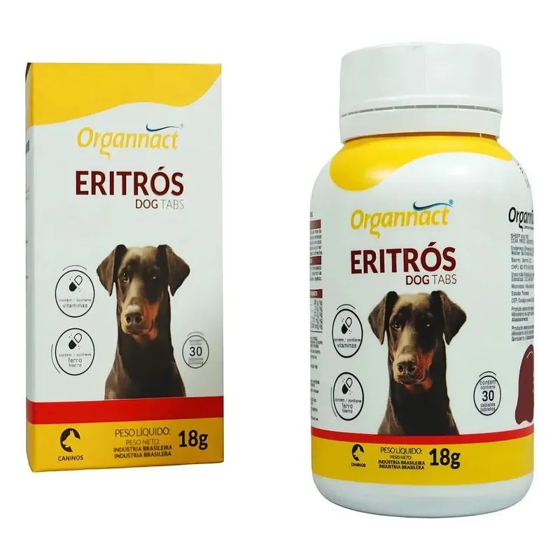 5x Organnact Eritrós Dog Tabs 18g 30 Comprimidos Vitamina Fe