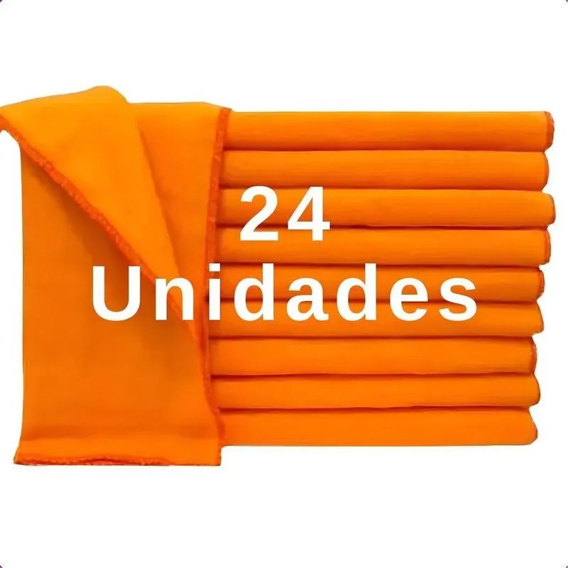 24 Peças Flanela Limpeza Laranja 28x28 Cm Flanela