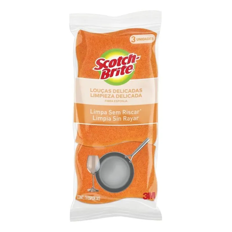 Esponja Scotch-brite Não Risca Limpeza Delicada De Fibra Sin