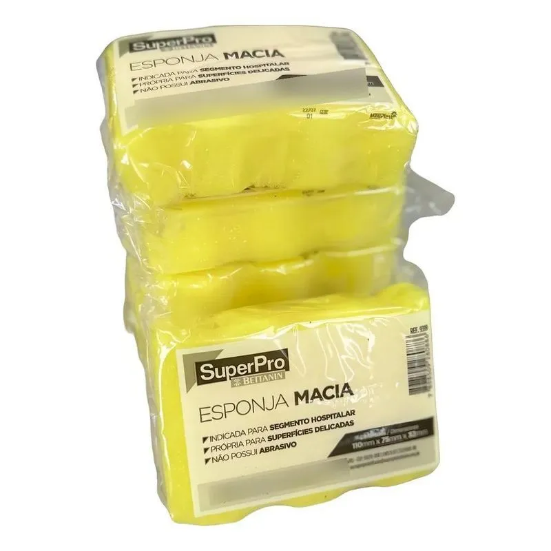 Kit C/5 Esponja Macia Superpro Uso Hospitalar Automotiva