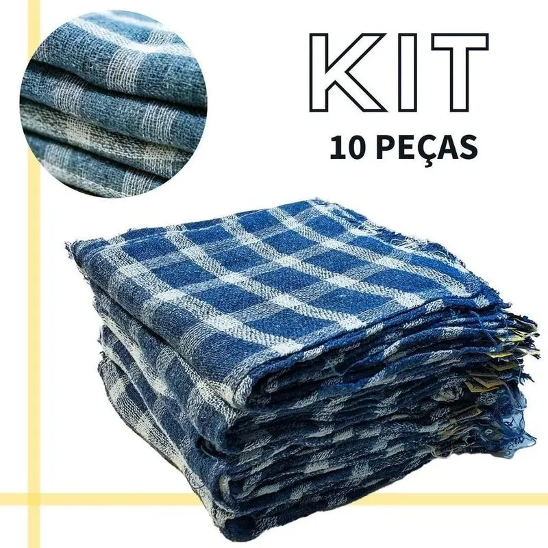 Kit 10 Peças De Pano De Chão Para Limpeza Xadrez