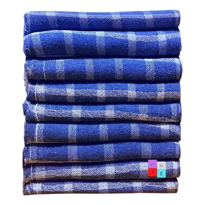 Pano De Chão Xadrez Azul Multiuso Limpeza Cozinha Kit 10 Und