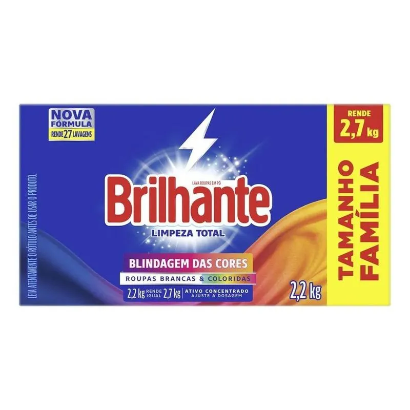Sabão Em Pó Brilhante Limpeza Total 2,2 Kg