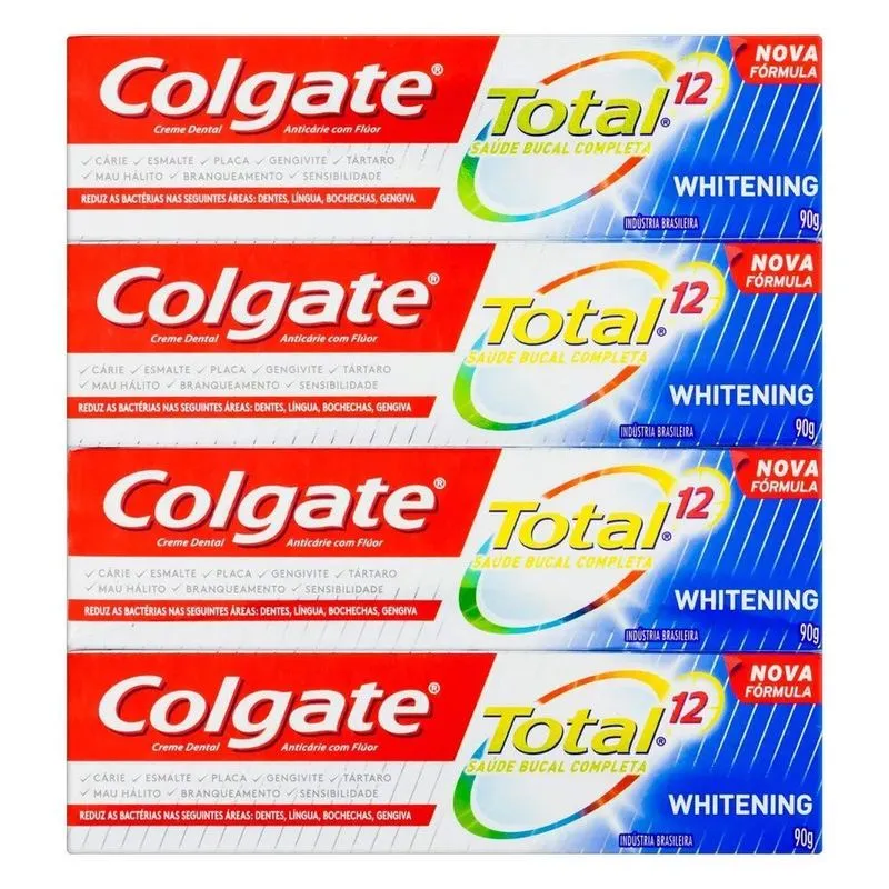 Creme Dental Colgate Total 12 Whitening Sem Glúten Pacote 4