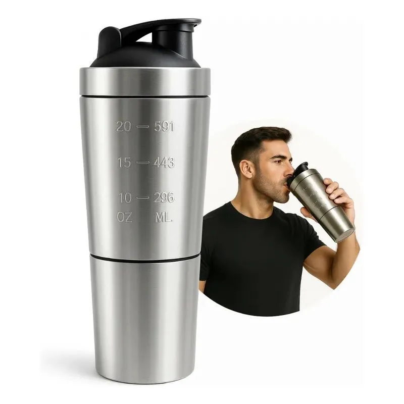 5x Coqueteleira Shaker Academia 900ml Com Divisória Misturad