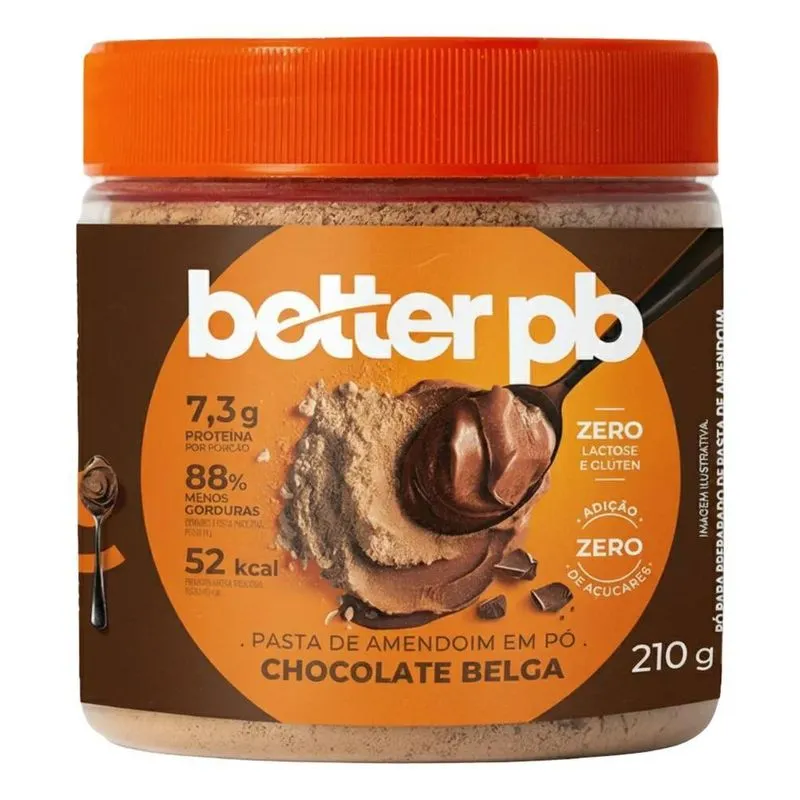 Pasta De Amendoim Em Pó 210g Sabor Chocolate Belga - Betterp