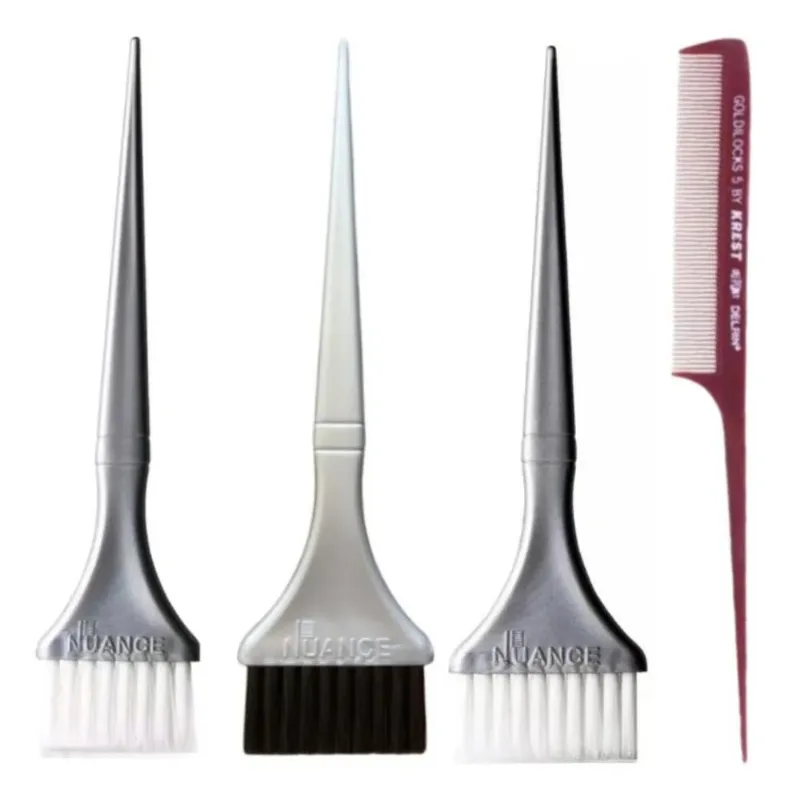 3 Pincéis Nuance Mechas, Esfumado, Coloração + Pente Krest