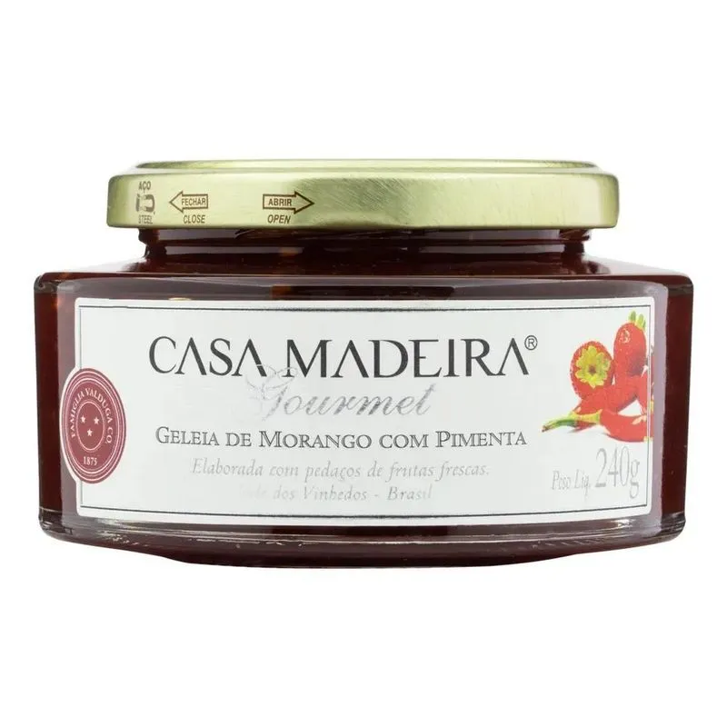 Geleia Morango Com Pimenta Casa Madeira Gourmet Vidro 240g