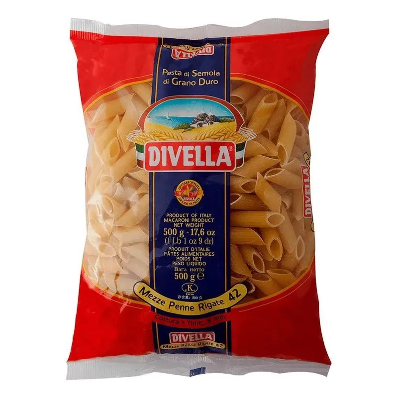 Macarrão De Trigo Grano Duro Mezze Penne Rigate 42 Divella P