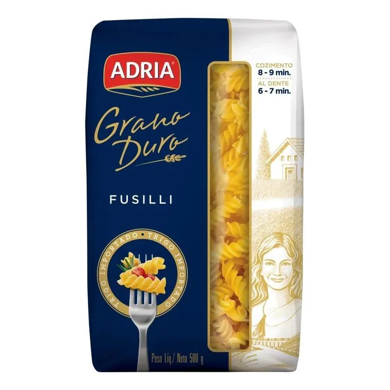 Macarrão De Sêmola Grano Duro Fusilli Adria Pacote 500g