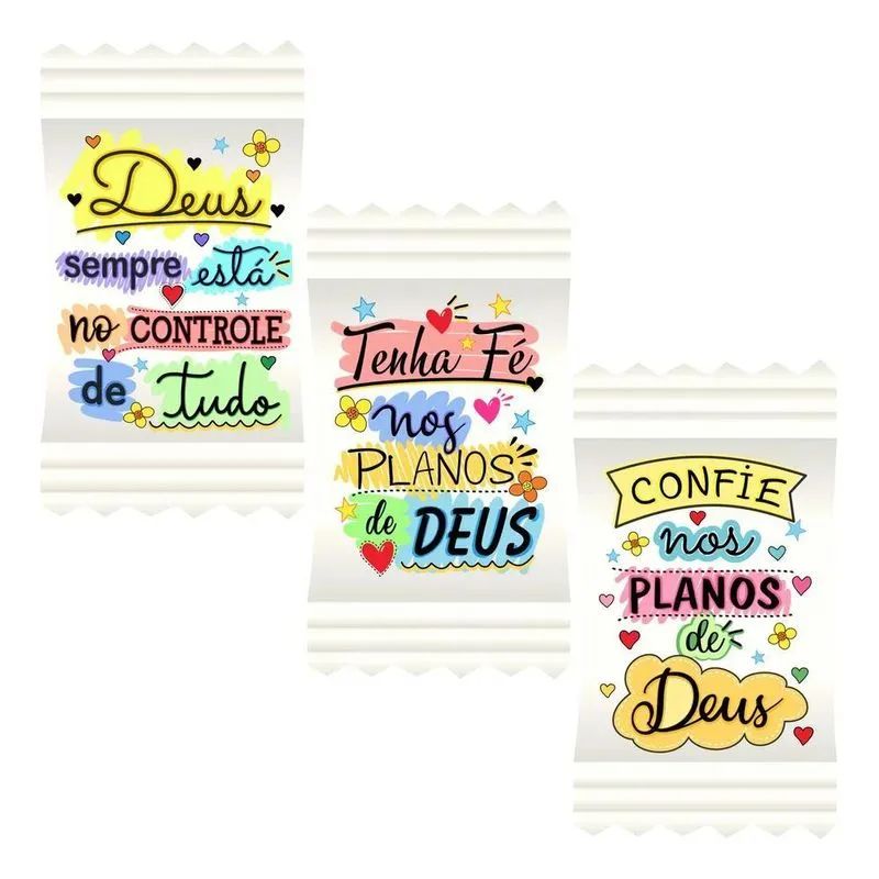 10x 100 Balas Já Personalizadas Frases Deus Evangélica Reli