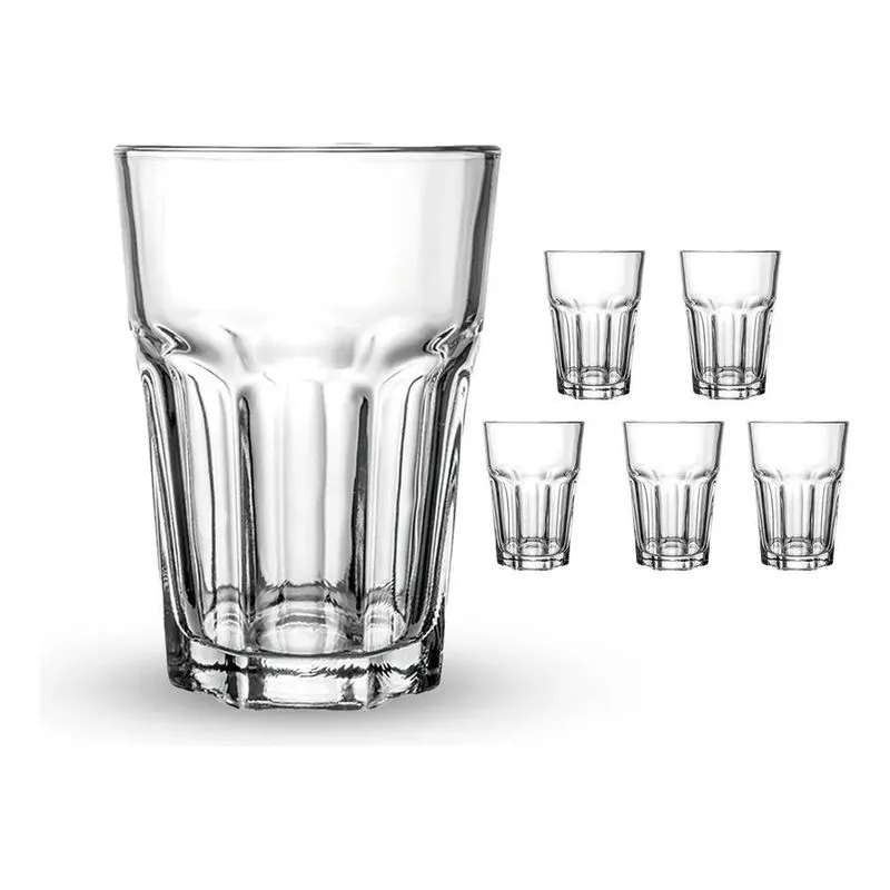 10x Jogo De Copo De Vidro 6 Unidades 350ml Para Água Suco