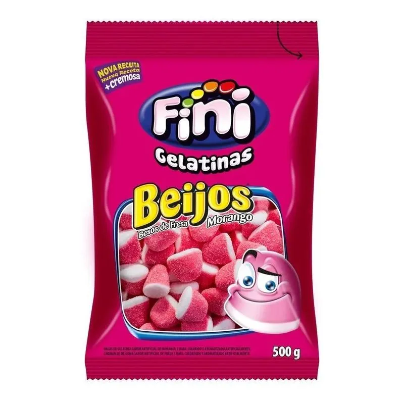 Balas Gelatina Fini Beijos De Morango 500g Oferta