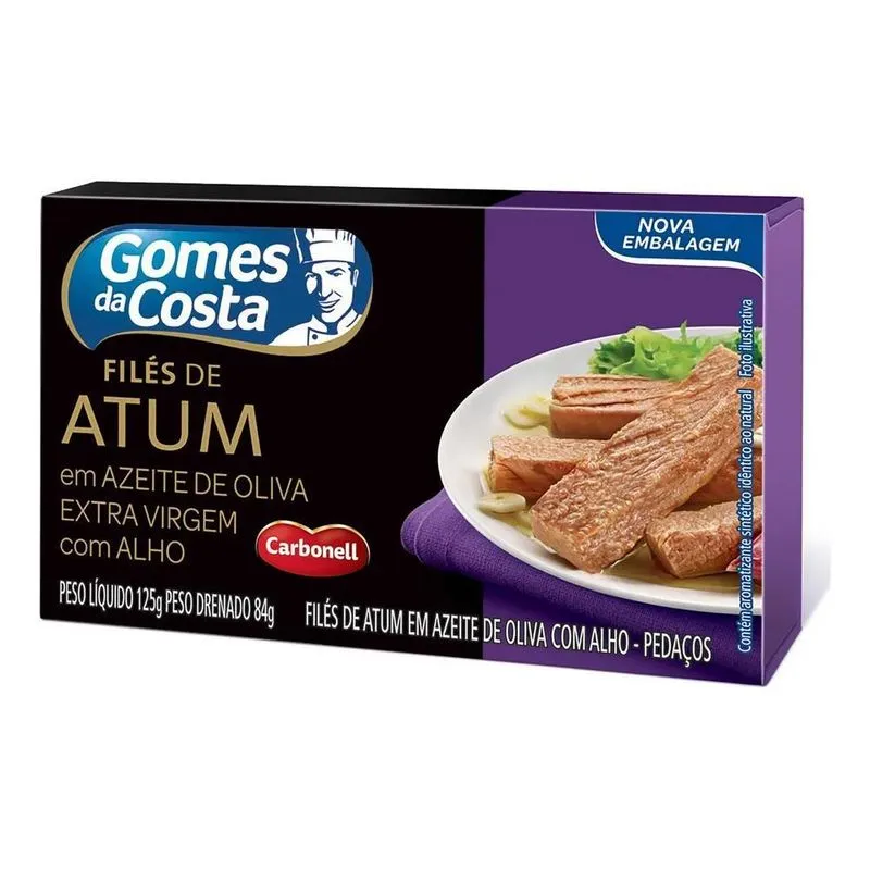 Filé De Atum Em Pedaços Em Azeite De Oliva Com Alho Gomes Da