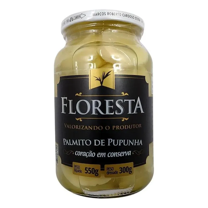 Palmito De Pupunha Coração 300g Vidro Floresta