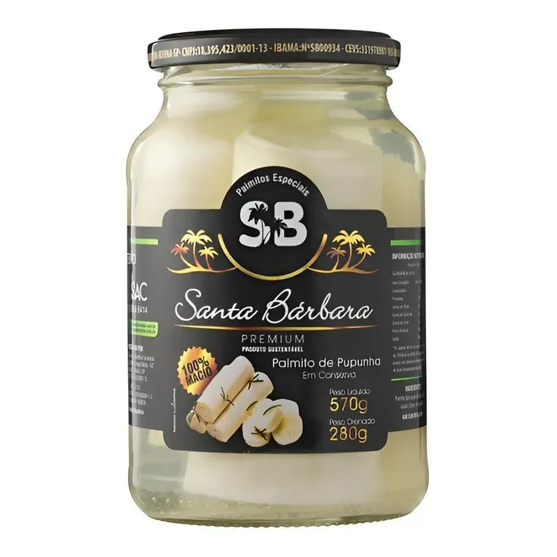 Palmito Pupunha Inteiro Santa Bárbara 570g
