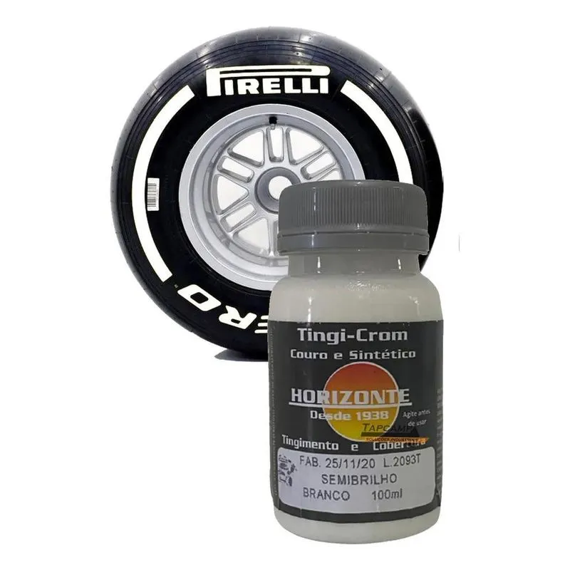 2x Tinta Branca Pinta Faixa E Letra De Pneu Carro Moto 100ml