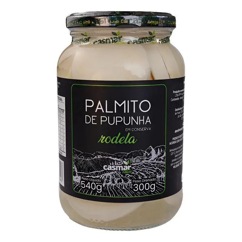 Palmito Pupunha Em Rodela Conserva Vidro 540g Casmar