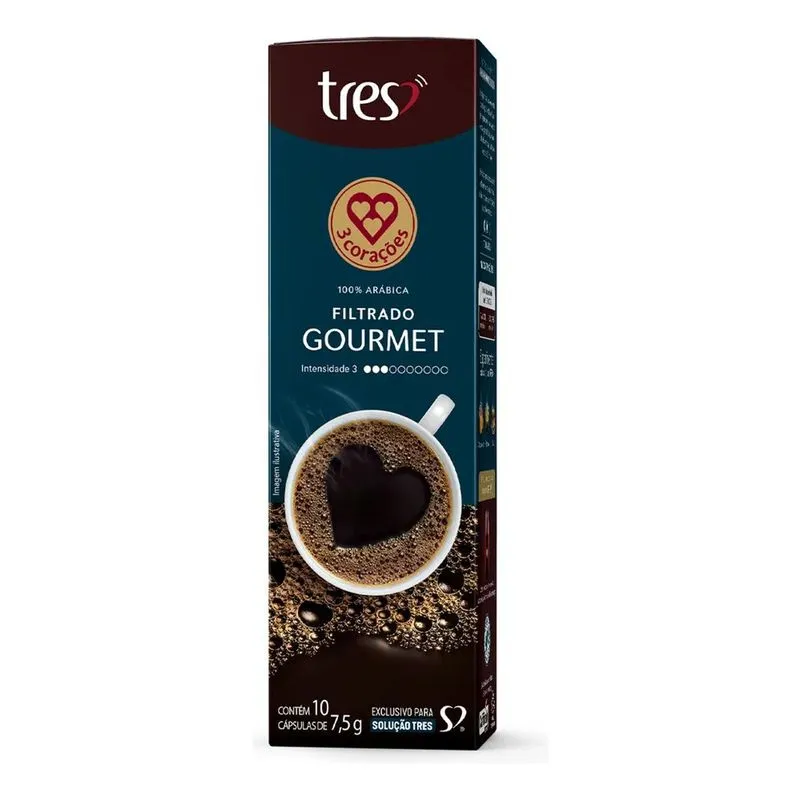 Cápsula De Café Filtrado Gourmet Tres 3 Corações 10 Unid