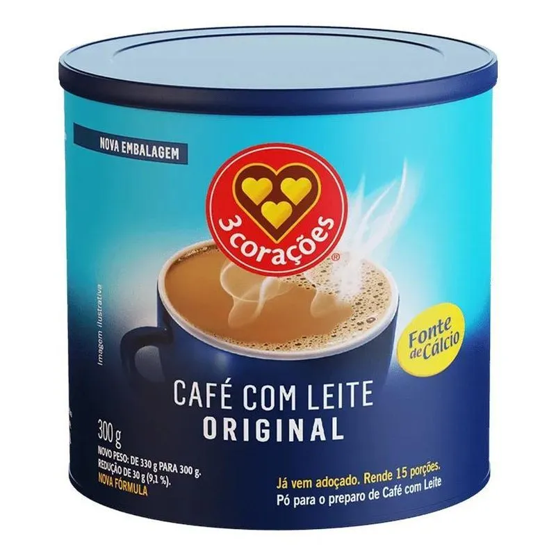 Café Com Leite 3 Corações Com Cálcio Lata 300g