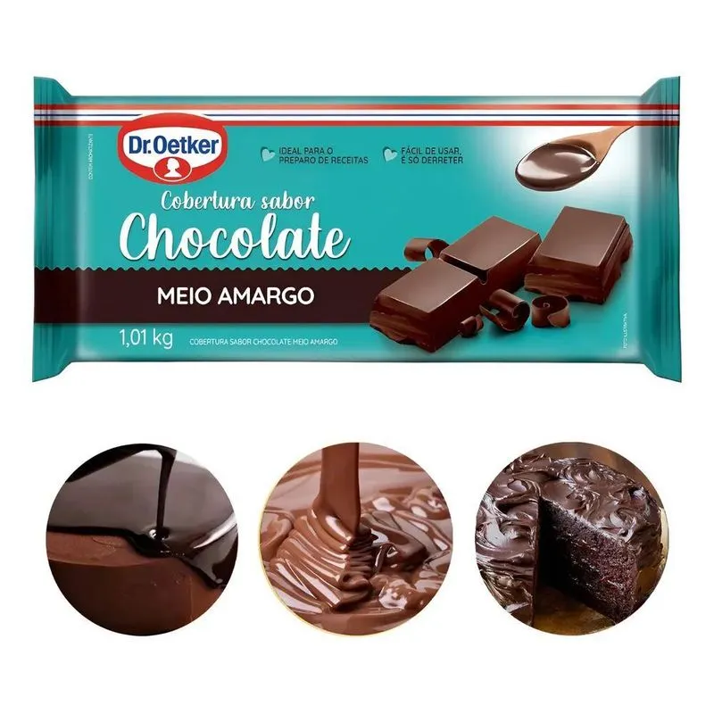 Dr. Oetker Cobertura Chocolate Meio Amargo 1,01kg Em Barra