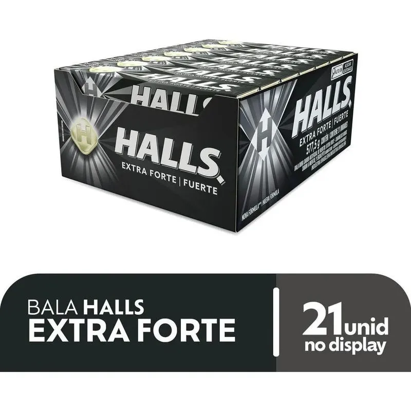 Bala Halls Extra Forte Caixa Com 21 Unidades De 27,5g
