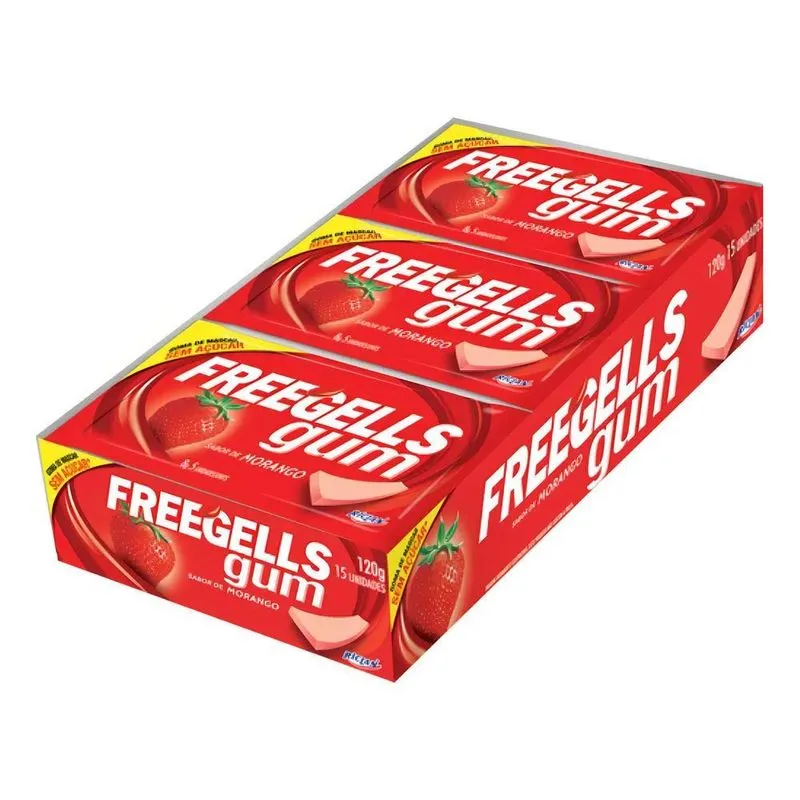 Chiclete Freegells Gum C15un Tipo Trident Sem Açúcar Sabores