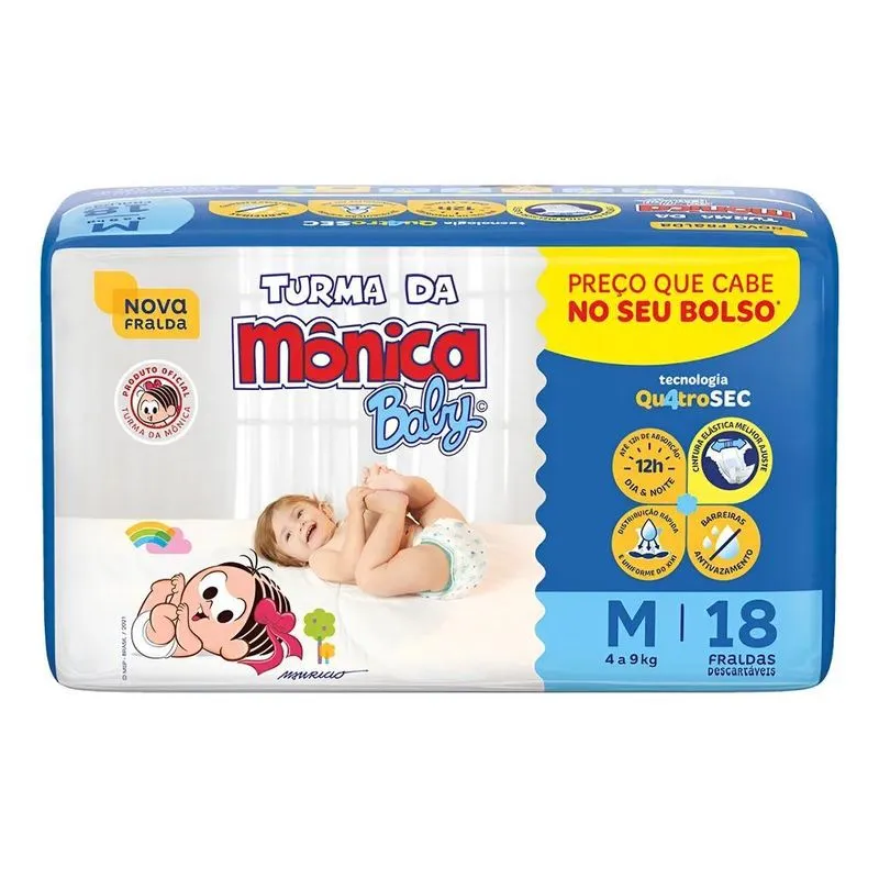 Fralda Turma Da Monica Baby Jumbinho M Com 18 Unidades