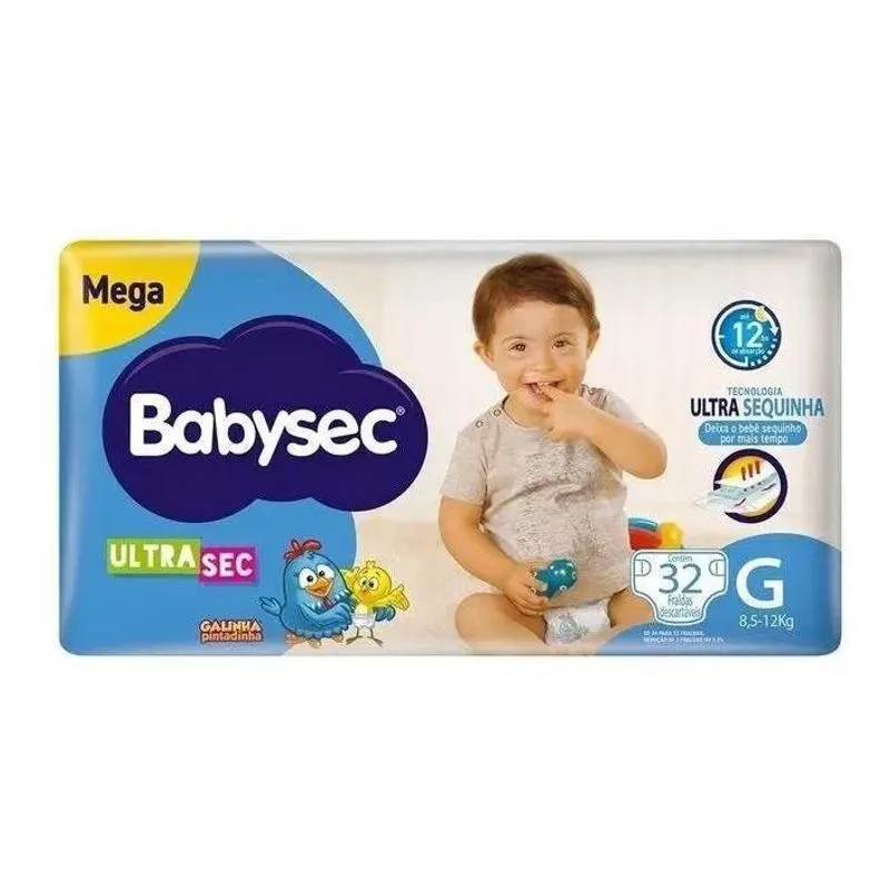 Fralda Babysec Galinha Pintadinha Ultrasec G - 32 Fraldas Gr