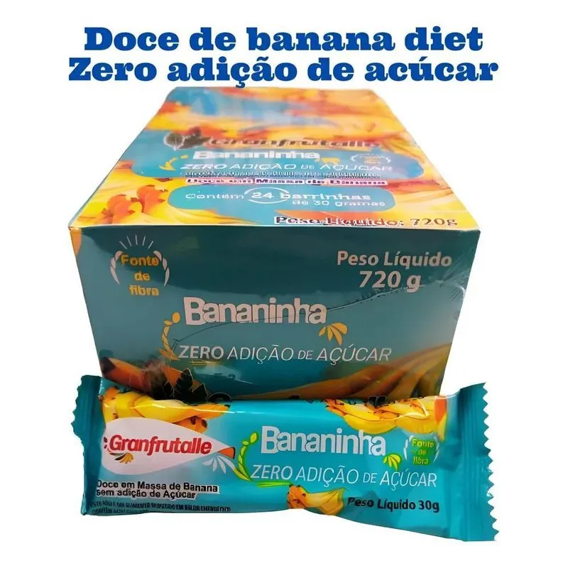 Bananinha Cremosa Zero Açúcar Doce Banana Diet Caixa 24 Uni