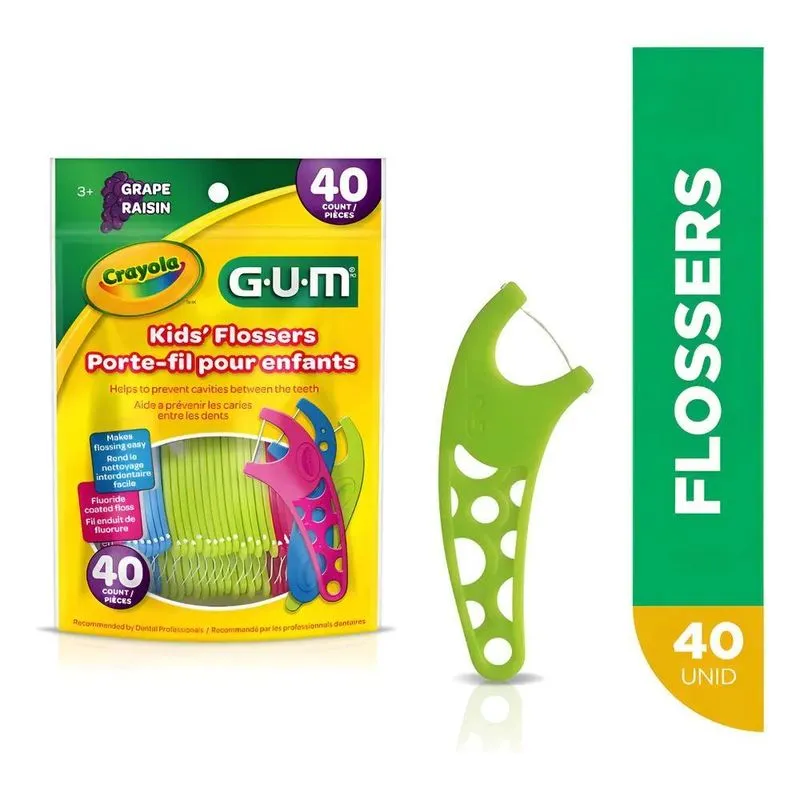 Fio Dental Infantil Com Suporte - Flosser C/40 Crayola