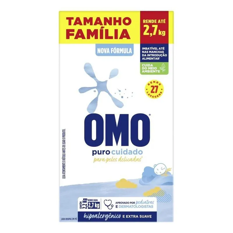 Sabão Omo Puro Cuidado Bebê Antibacterial Caixa
