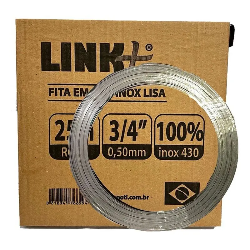 5x Rolo De Fita Fusimec 3/4 Polegada Aço Inox Lisa Rolo 25 M