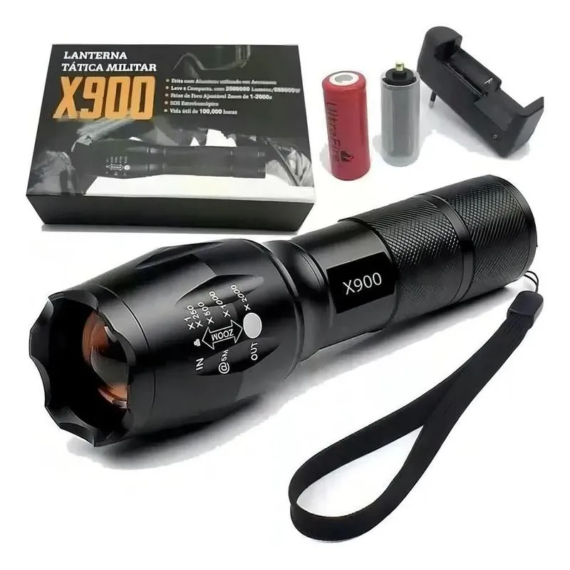 10x Lanterna X-zhang Tática Recarregável X900 Cor Da Lanter