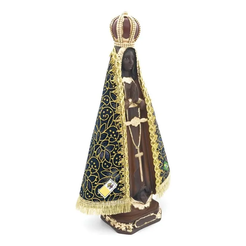 Imagem Nossasenhora Aparecida Manto Fixo 40cm Gesso Delicada