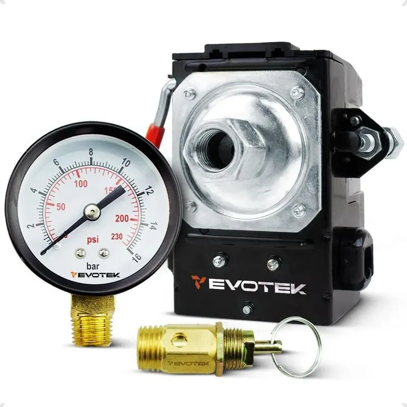 2x Kit Automático 1 Ou 4 Vias Com Manômetro E Válvula Segura