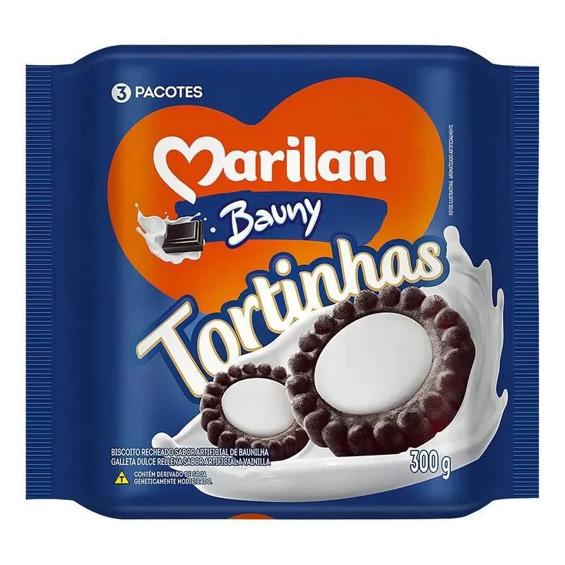 5x Biscoito Tortinhas Baunilha E Chocolate Bauny Marilan 3